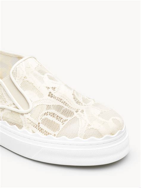 chloe lauren sneakers white|chloe lace slip on sneakers.